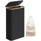 Songmics Pyykkikori 65 l, musta/vaaleanruskea