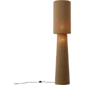 QAZQA Japandi Floor Lamp Brown Teddy Fabric 2-Light - Trompet