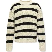ONLY Kogjusty L/S Stripe Pullover Knt Noos - Cream - 146-152