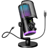 Fifine Ampligame AM6 kondensaattorimikrofoni RGB - Black