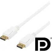 Deltaco valkoinen DisplayPort 1.2 kaapeli