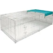 Kerbl 4-kulmainen ulkokotelo, jossa on pakoeste ja verkkokatto - P 230 x L 115 x K 70 cm, kansi sisältyy
