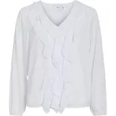 Vila Viane L/S V-Neck Frill Top - Noos - White - 38