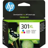 HP – 301XL, alkuperäinen riittoisa kolmivärimustekasetti, Korkea (XL) värintuotto, Syaani, Magenta, Keltainen, Väripohjainen muste, 6 ml, 1 kpl, 300 siv (CH564EE)
