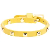 Dark Leather Stud Bracelet Mini Yellow