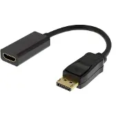 Deltaco DisplayPort - HDMI-sovitin, 4K 60Hz, 0,2m