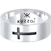 KUZZOI Sormus 'Kreuz' musta / hopea