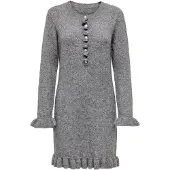 ONLY Onlmera Life Ls Frill Dress Ex Knt - Grey - XS