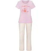 Vivance Pyjama tummanoranssi / roosa / pastellinpinkki / offwhite