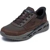 SKECHERS for man. 210981 Leather Sneakers Arch Fit Orvan Moxley brown (44), Flat, Laces, Casual
