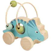 Bigjigs Wooden Push Toy Triceratops with Bead Frame