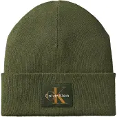 Calvin Klein Monologo Patch Beanie - Green - ONE SIZE