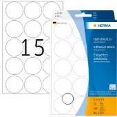 Herma 2270, Valkoinen, Ympyrä, Selluloosa, Paperi, 32 arkkia, 11,1 cm, 17 cm