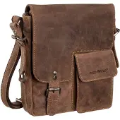 Green Burry Vintage Crossbody-laukku Nahka 24 cm Ruskea