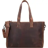 Plevier Retro Hopper Shopperit Nahka 41 cm Kannettavan tietokoneen taskun syvyys Ruskea