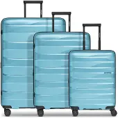 Bergpfeil Travel 4-pyöräinen Matkalaukkusetti 3-osainen Laajennettava Sininen
