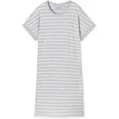 Schiesser Short-Sleeve Striped Sleep Shirt In Silver-Gray Mottled - Casual Essentials - Grey - XXXL
