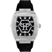 Philipp Plein Analoginen kello 'The Hexagon Phantom' musta / hopea