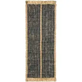 Ferm Living , Athens Käsin kudottu juuttimatto 80x200 cm- Natural/Ink Blu
