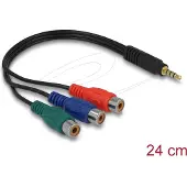 DeLOCK 62499, 3.5mm, Uros, 3 x RCA, Naaras, 0,24 m, Musta