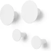 Blomus Set Of 4 Wall Hooks - Ø 8,5 Cm / Ø 5 Cm - Ponto - Lily White - White - L 8.5CM