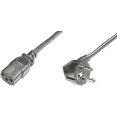 Digitus POWER CORD, CEE 7/7 (TYP-F) 90Ø ANGLED - C13 M/F, 2.5M, H05VV-F3G 1.0QMM, BLACK (AK-440100-025-S)