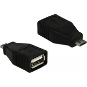 DeLOCK 65296, USB 2.0-A, USB micro-B, Musta