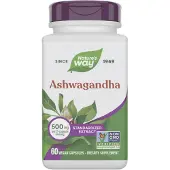 Nature'S Way , Ashwagandha, Standaroidoitu Eksakti, 500 mg, 60 Vegan Kapselia (250 mg Per kappale)