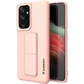 Wozinsky Kickstand Case Silicone Case with Stand Case for Samsung Galaxy S21 Ultra 5G Pink