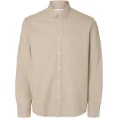 Selected Slmregclaus Noah Brush Twist Sht Ls Noos - Cream - XXL