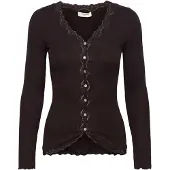 Rosemunde Rwbabette Silk Ls V-Neck Lace Cardi - Brown - XL