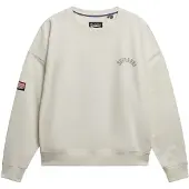 Superdry for woman. W2012446A Athletic Relaxed Printed Crew Sweatshirt off-white (S), Beige, Casual, Cotton