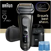Braun Series 9 Pro+ 9655cc, Teräverkollinen parranajokone, Harmaa, Painikkeet, Akku, Sisäänrakennettu akku, 60 min (554374)