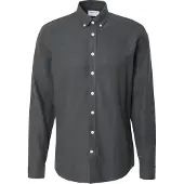 Lindbergh Mélange Brushed Shirt L/S - Regular - Khaki green - XXL