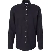 Lindbergh Mélange Brushed Shirt L/S - Regular - Black - S