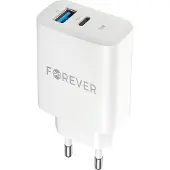 Forever 30W Snabbladdare PD USB-C, USB f r iPhone 11/12/13/14/15 Samsung White