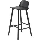 Muuto Nerd baarituoli 75 cm - metallisen jalkatuen kanssa - Black