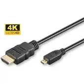 Microconnect HDMI 2.0 Type D to A -kaapeli, 4K, jossa Ethernet, 3 m, musta