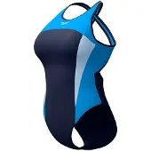 Speedo Womens High Neck Splice Cross Back Swimsuit - Navy - 38