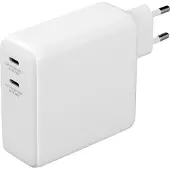 Deltaco 60W GaN-verkkovirtalaturi/varavirtalähde 9600mAh, 2x USB-C PD, valkoinen