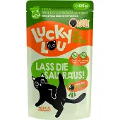 Lucky Lou 48x 125g Adult Beef & Boar Märkä kissanruoka, naudanlihaa ja villisikaa, aikuisille