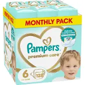 Pampers Kertakäyttövaipat Premium Care Tape 6 (13-18 kg), 128 kpl.