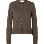 Selected Slwthea Ls Knit Merino Cardigan Noos - Brown - L