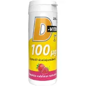 Raw Organic Vitabalans D-vita 100ug puru mansikka-vadelma 200tabl.