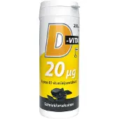 Vitabalans D-Vita 20 µg Salmiakki 200 tabl. ravintolisä