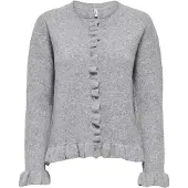 ONLY Onlrima Life Ls Fril Butto Cardi Cs Knt - Grey - S
