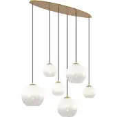 QAZQA Hotelli Chic riippuvalaisin messinki valkoisella lasilla suorakulmainen 6-lamppuinen - Misty