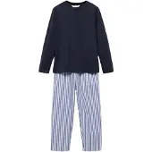 Mango Striped Long Pyjamas - Navy - 11-12