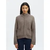 Selected Slwsia Ras Ls Knit Zipper Cardigan Noos - Beige - L