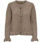 ONLY Onlrima Life Ls Fril Butto Cardi Cs Knt - Brown - XS